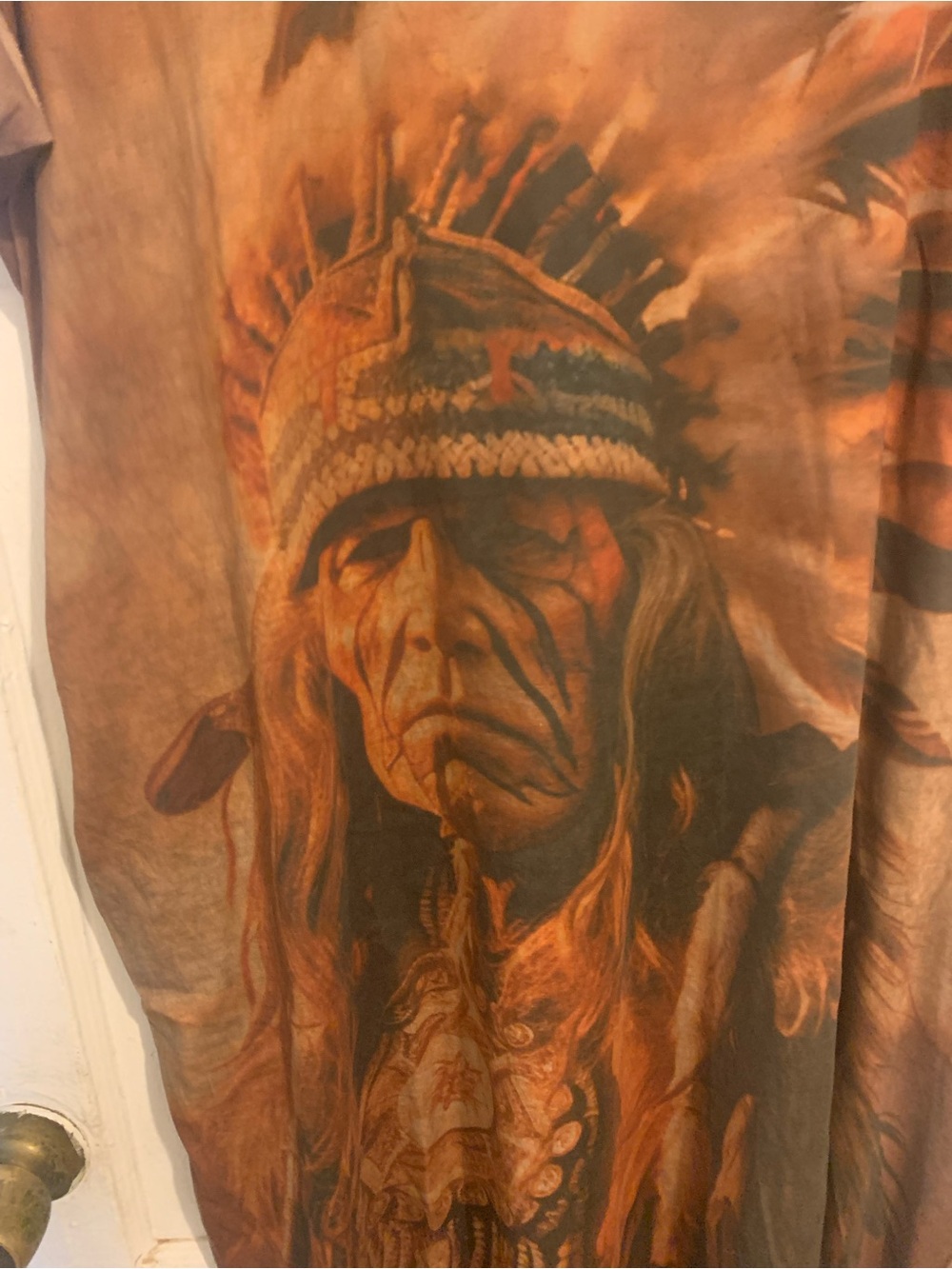 Brown Graphic Short Sleeve Men's Tee with Native Headdress Print - Picture 2 of 2